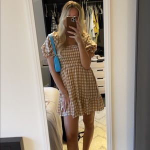 Princess Polly checkered puff sleeve dress